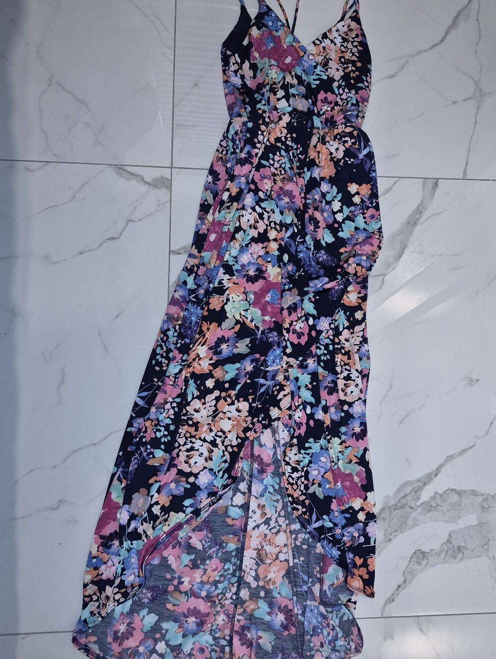 1.4.3. Story by Line Up Navy Floral Maxi Dress with Pink & Aqua